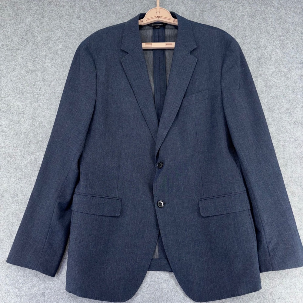 Banana Republic Mens 44R Blue Wool Blend Two Button Blazer Sport Coat Vent